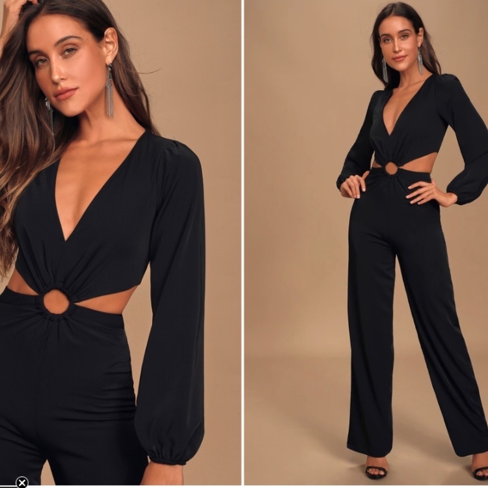 Lulu's Black Cutout Ring-Front Jumpsuit